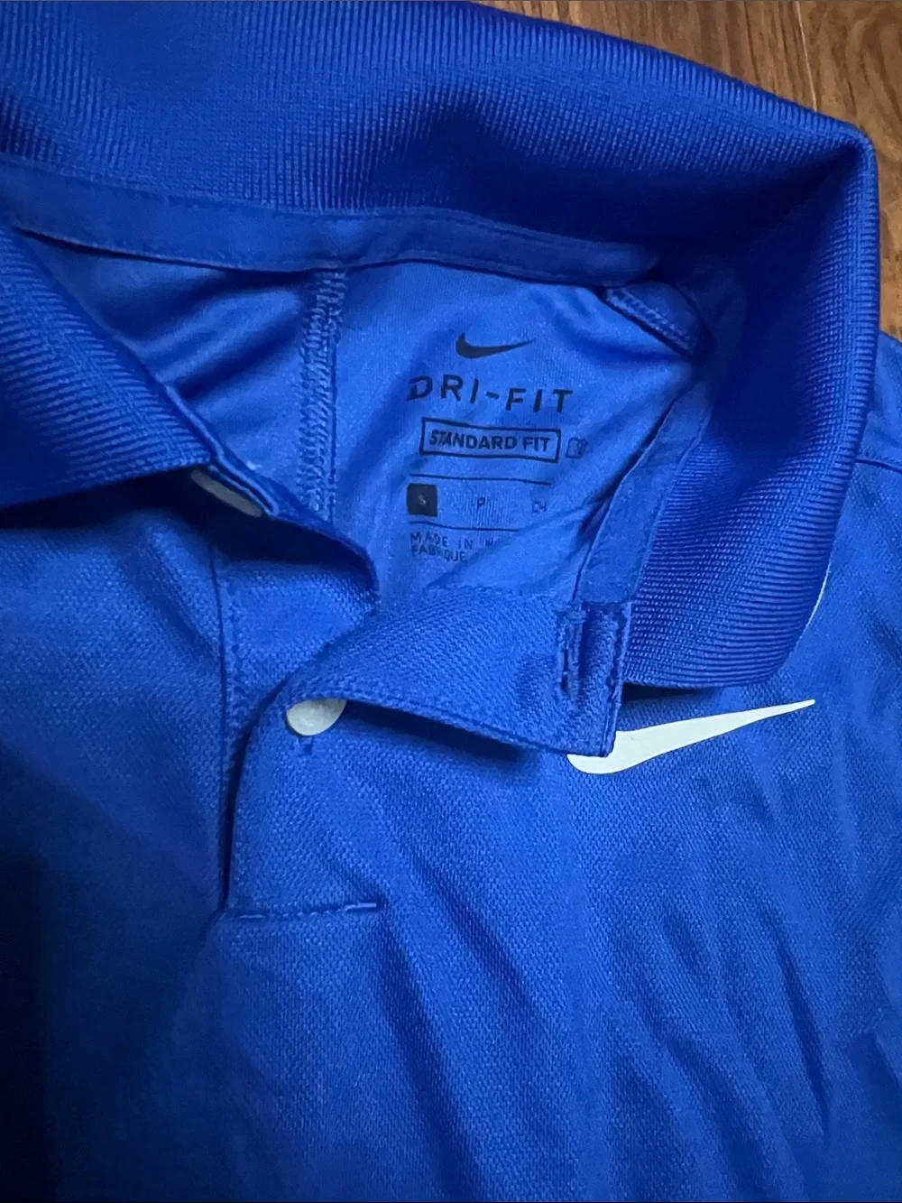 Nike Boys Dri-Fit Royal Blue Polo Shirt Short Sleeve Size Small S